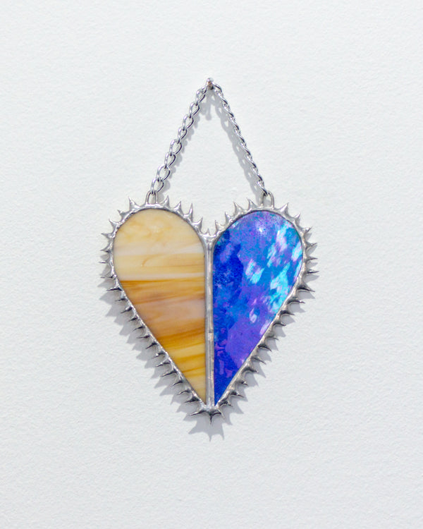 Blue and Ochre Heart with Barbs